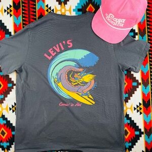 Levi’s Dragon Surf Graphic T-Shirt Gray | Large | Levi Strauss Graphic Tee